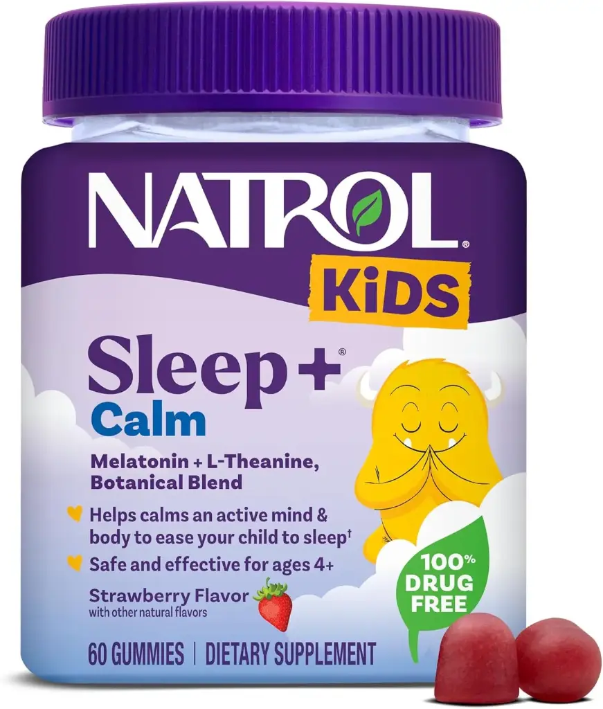 Melatonina + L-teanina + mezcla botánica Sleep + Calm para niños 60 gomitas Natrol