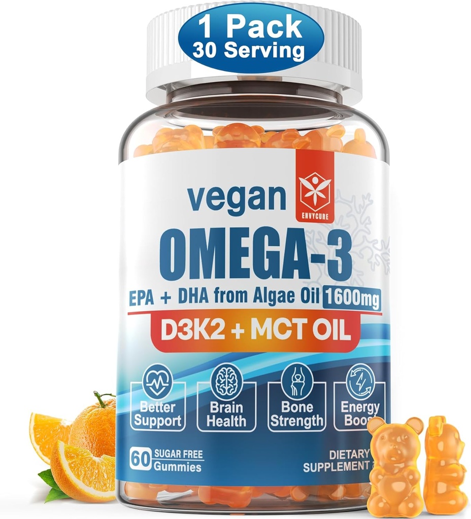 Omega 3 1600mg Gomitas Sin Sabor Pescado Veganas ENVYCURE