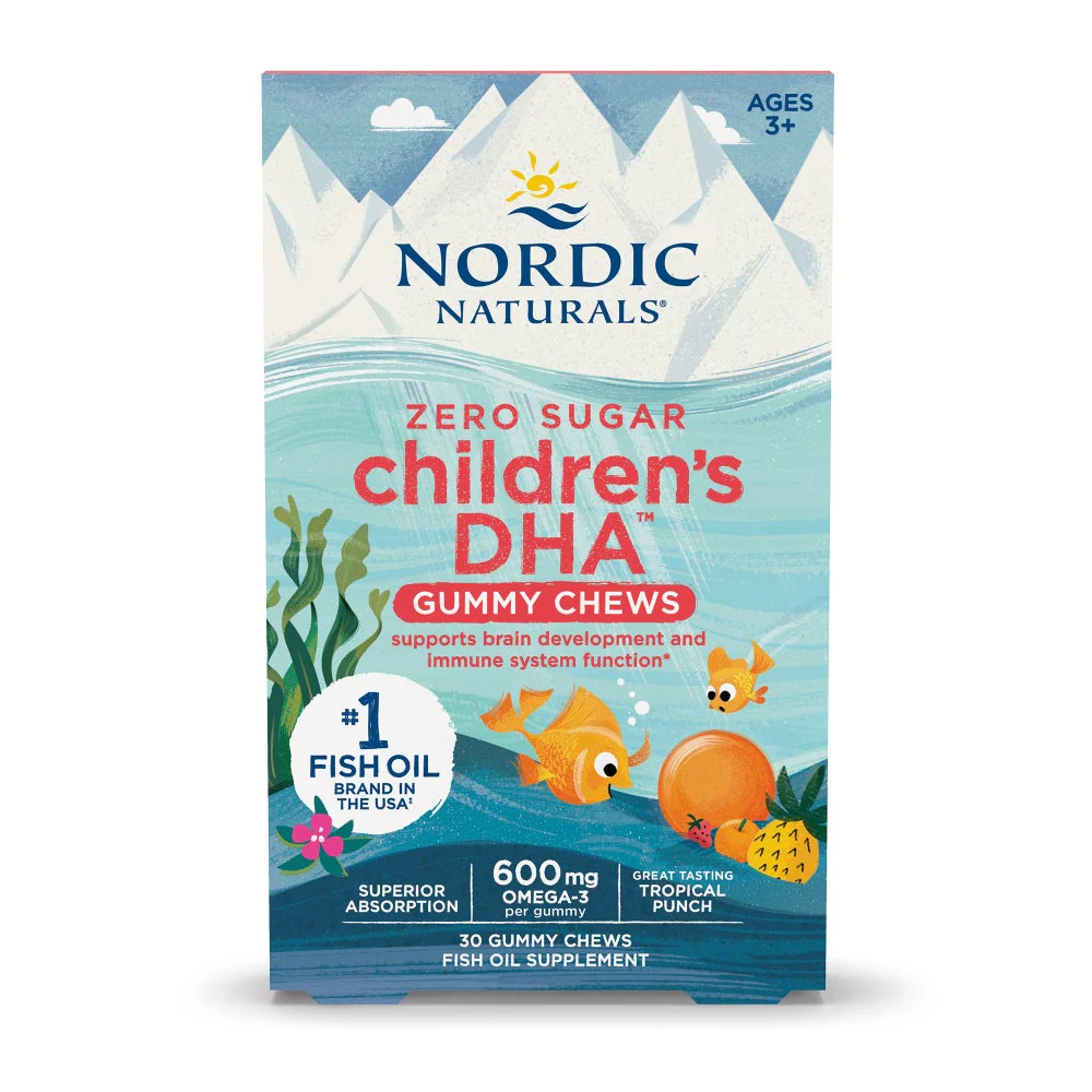 [KD] Omega 3 600 mg + DHA para niños sabor ponche tropical 30 gomitas Nordic Naturals