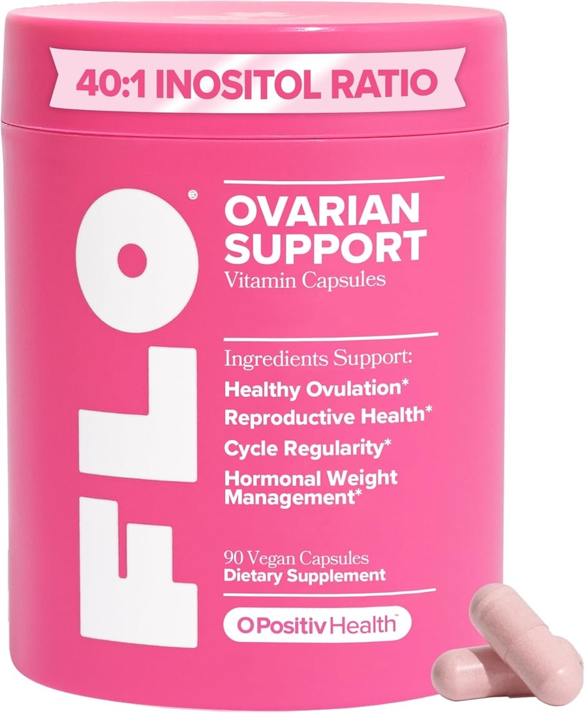 [FLO] Myo-inositol 2000 mg + DIM 100 mg + D-chiro-inositol 50 mg + folato 680 mcg DFE para soporte ovárico 90 cápsulas veganas OPositiv