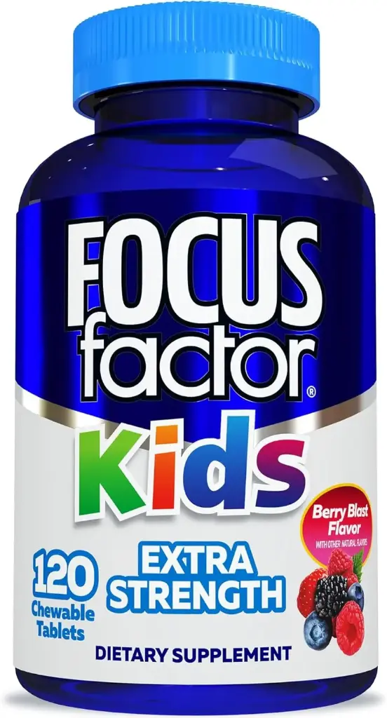 Vitaminas + fosfatidilcolina 25 mg + fosfatidilserina 10 mg para niños sabor explosión de bayas 120 tabletas masticables Focus Factor