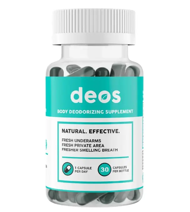 Perejil orgánico 200 mg + clorofilina sódica cúprica 200 mg + menta orgánica 50 mg para desodorización corporal 30 cápsulas veganas DEOS