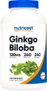 Ginkgo biloba 120 mg 240 cápsulas Nutricost
