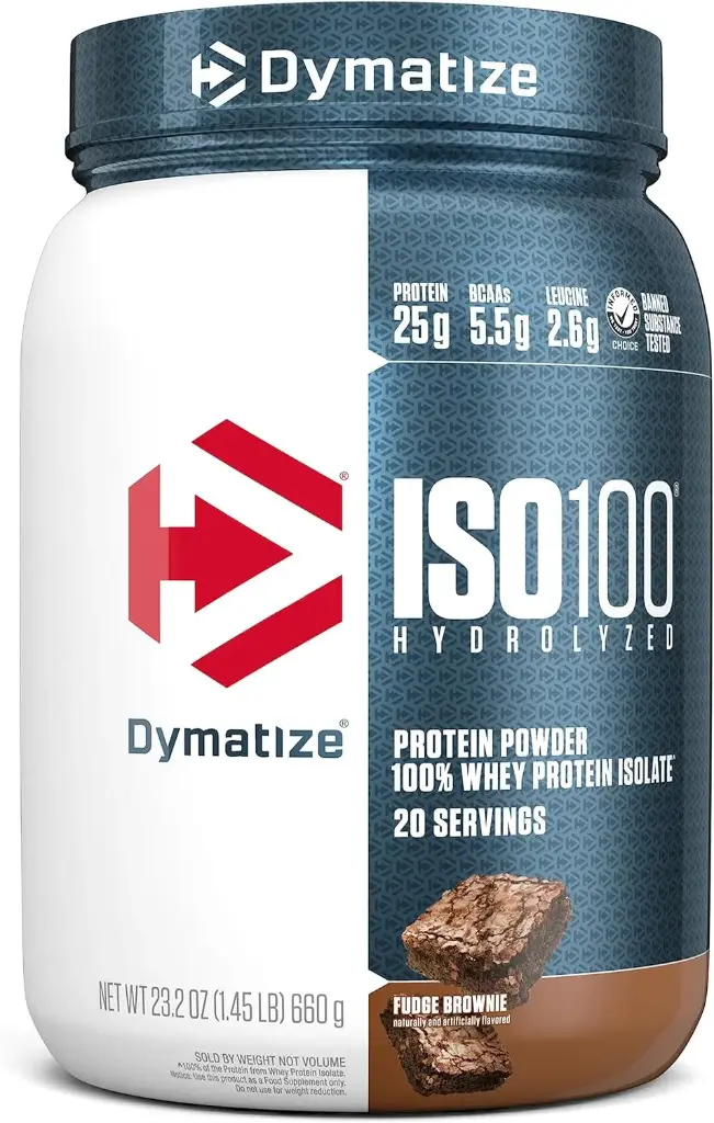 Proteína aislada ISO100 25 g sabor brownie de chocolate 20 servicios DYMATIZE
