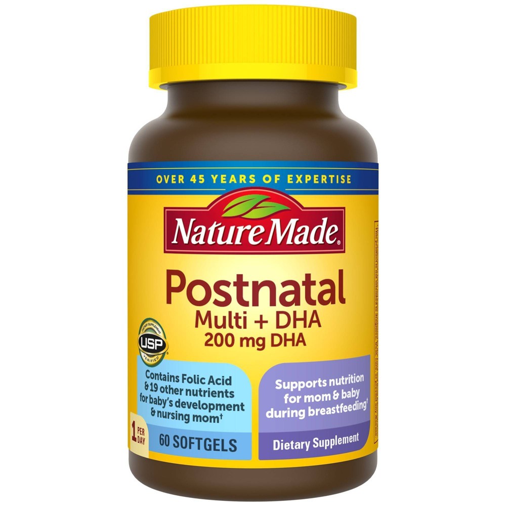[2837] Multivitamínico posnatal + DHA 200 mg 60 cápsulas blandas Nature Made