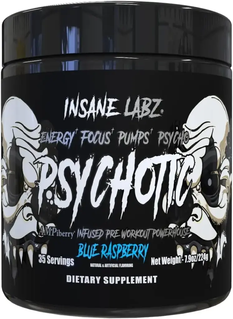 Polvo Pre-Entreno Psychotic Black Edition Sabor Blue Raspberry 35 Servicios Insane Labz