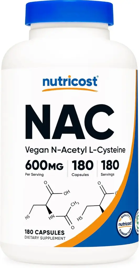 Cápsulas NAC (N-acetil L-cisteína) 600 mg 180 Cápsulas Nutricost