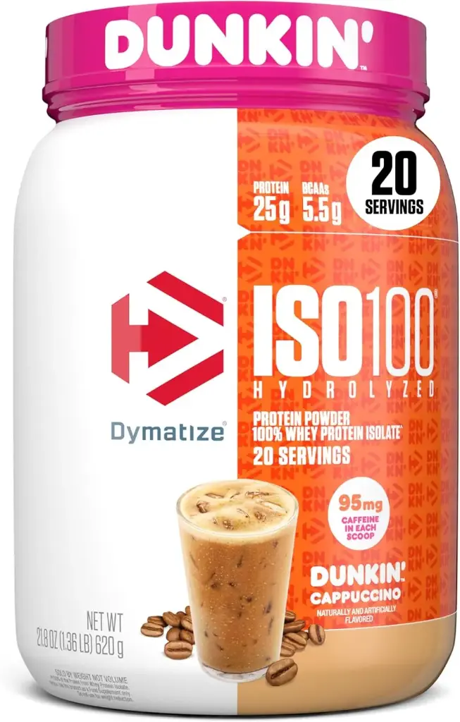 Proteína aislada ISO100 25 g sabor Dunkin' Cappuccino 20 servicios DYMATIZE