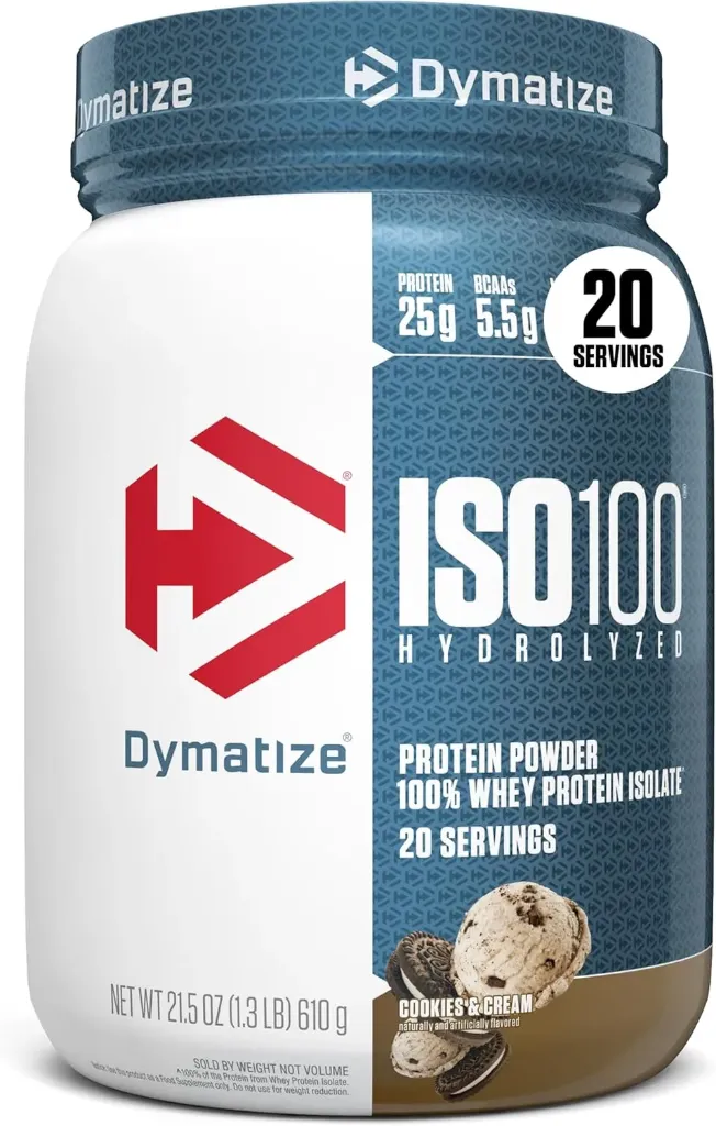 Proteína aislada ISO100 25 g sabor galletas y crema 20 servicios DYMATIZE
