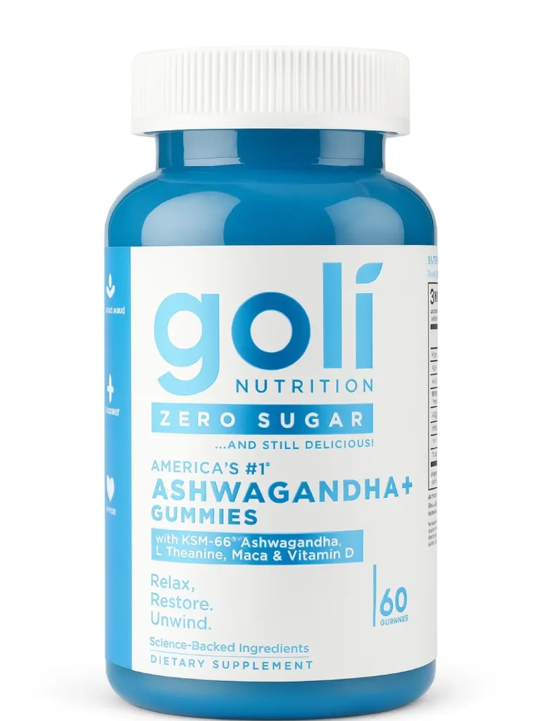 Gomitas Ashwagandha Sin Azúcar KSM-66, L-Teanina, Maca y Vitamina D 60 Unidades GOLI