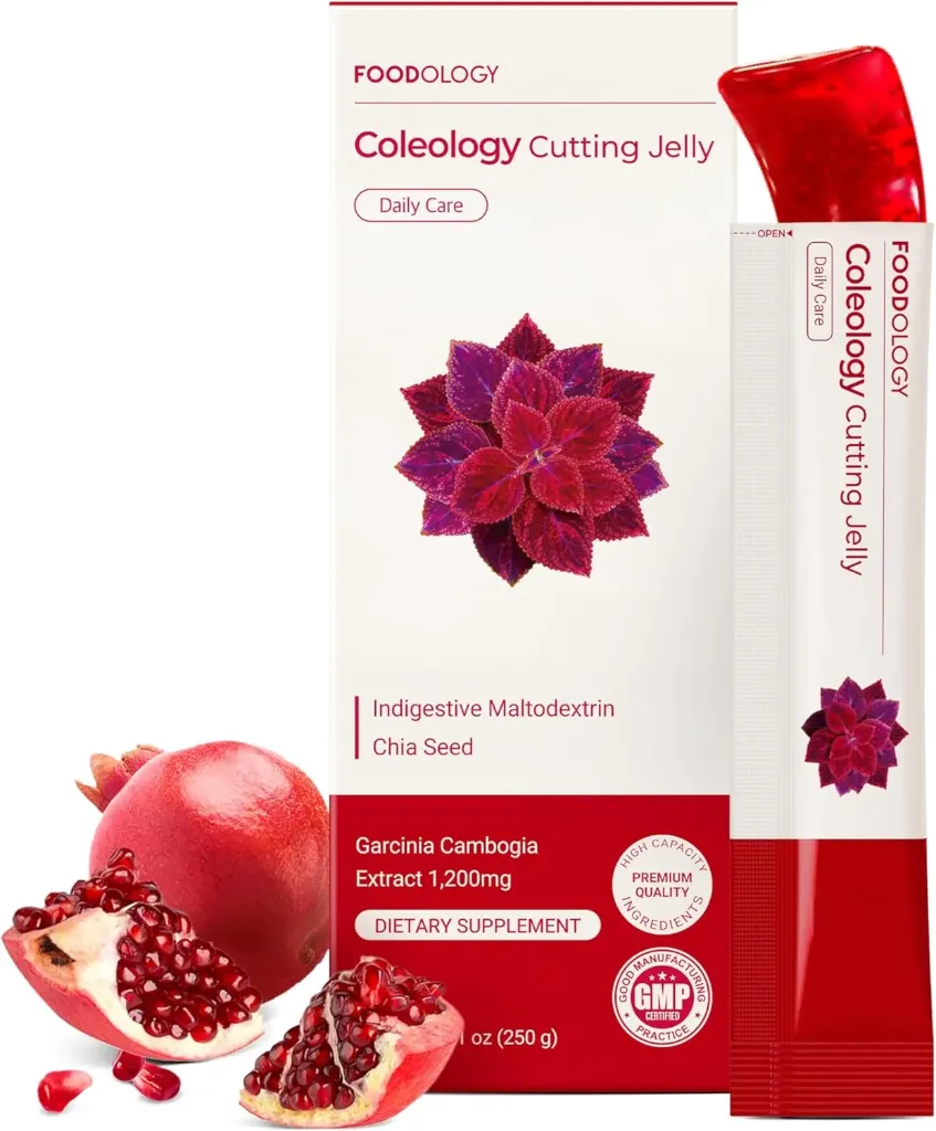 Foodology Coleology Cutting Jelly – Garcinia Cambogia 1,200 mg + Fibra Prebiótica + Semillas de Chía Sabor Granada 20 sticks