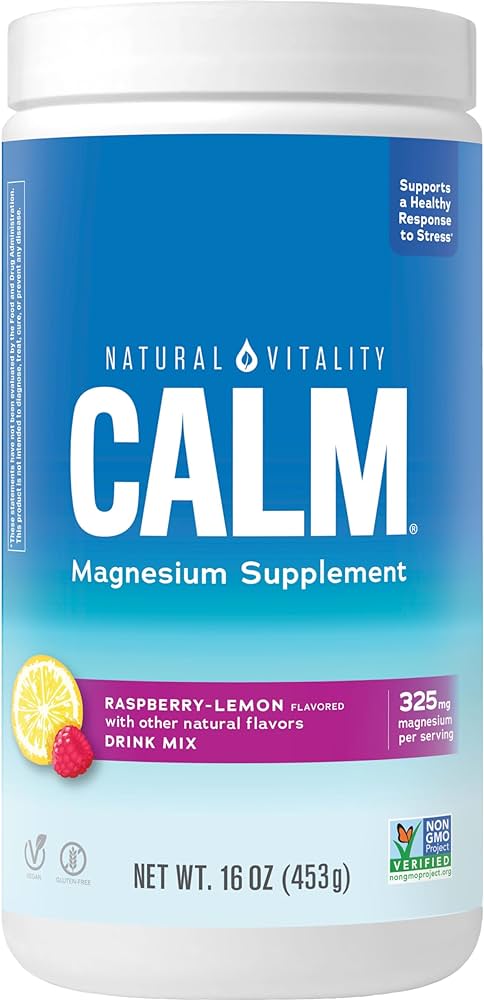 Calm magnesio citrato 325 mg sabor frambuesa limón 30 servicios Natural Vitality