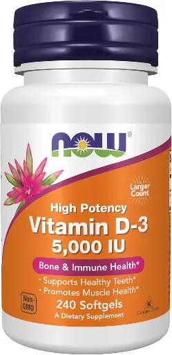[VT-0373] Pastillas Vitamina D3 5000iu 240 Caps NOW