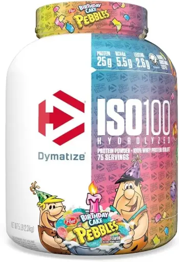 [D7L] Proteina Aislada ISO100 Pastel de Cumpleaños 5 Lb 75 Servicios DYMATIZE