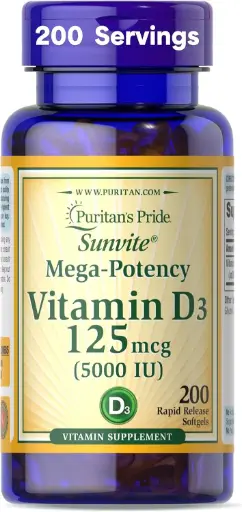[11030] Vitamina D3 5000 IU 200 Softgels Puritan´s Pride